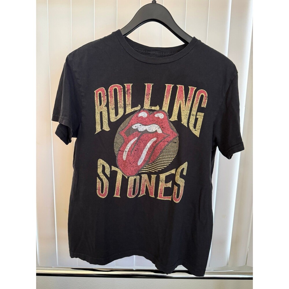 Men’s The Rolling Stones Black Graphic Band Logo Rock Tee Size Medium